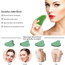 Load image into Gallery viewer, Guasha Jade Boar: Promotes blood circulation, stimulate body points, speed up skin cell metabolism, stimulates the lymphatic system.
